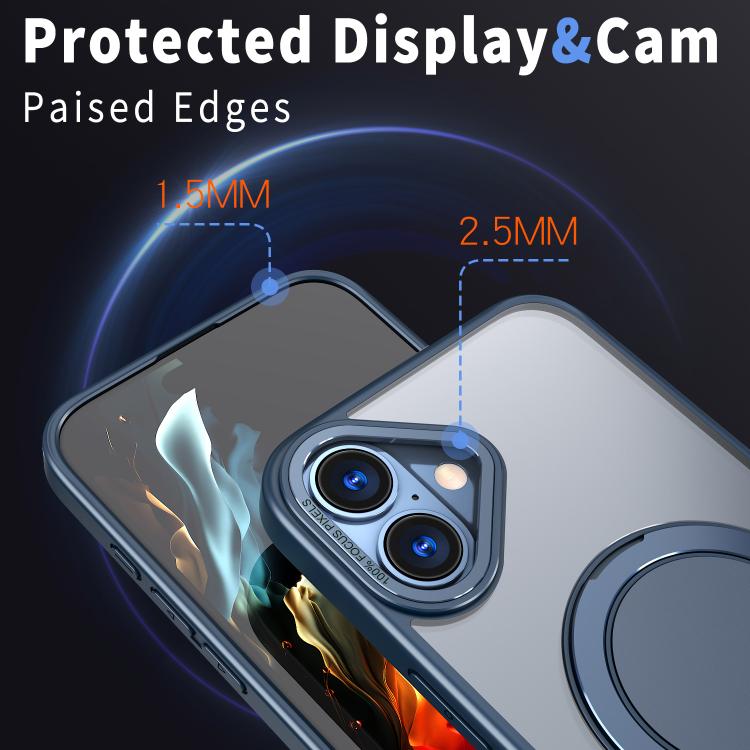 For iPhone 16 360-degree Rotating MagSafe Magnetic Holder Phone Case(Blue) - iPhone 16 Cases by buy2fix | Online Shopping UK | buy2fix