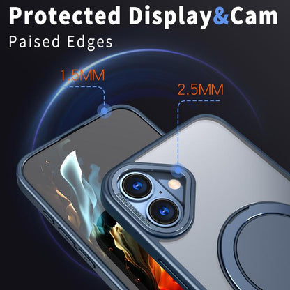 For iPhone 16 360-degree Rotating MagSafe Magnetic Holder Phone Case(Blue) - iPhone 16 Cases by buy2fix | Online Shopping UK | buy2fix