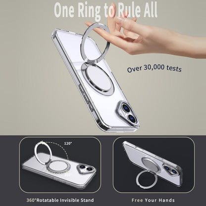 For iPhone 16 360-degree Rotating MagSafe Magnetic Holder Phone Case(Transparent) - iPhone 16 Cases by buy2fix | Online Shopping UK | buy2fix