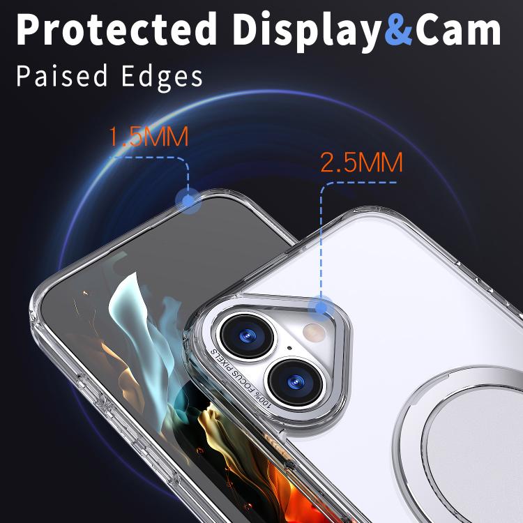 For iPhone 16 360-degree Rotating MagSafe Magnetic Holder Phone Case(Transparent) - iPhone 16 Cases by buy2fix | Online Shopping UK | buy2fix