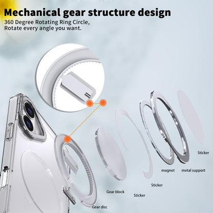 For iPhone 16 360-degree Rotating MagSafe Magnetic Holder Phone Case(Transparent) - iPhone 16 Cases by buy2fix | Online Shopping UK | buy2fix