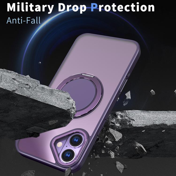 For iPhone 16 360-degree Rotating MagSafe Magnetic Holder Phone Case(Purple) - iPhone 16 Cases by buy2fix | Online Shopping UK | buy2fix