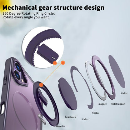 For iPhone 16 360-degree Rotating MagSafe Magnetic Holder Phone Case(Purple) - iPhone 16 Cases by buy2fix | Online Shopping UK | buy2fix