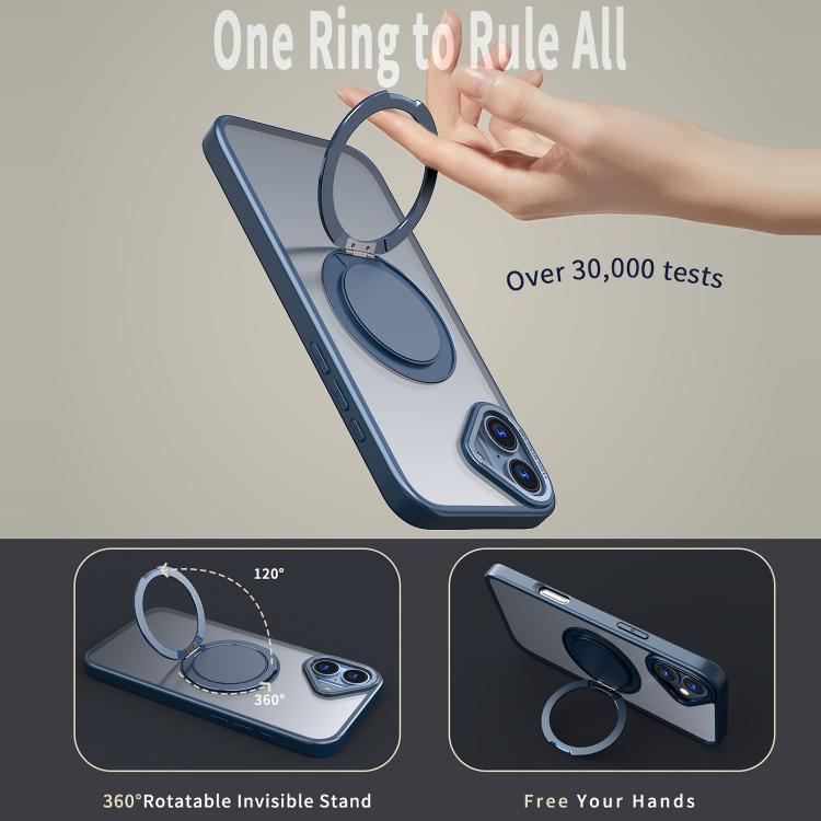 For iPhone 16 Plus 360-degree Rotating MagSafe Magnetic Holder Phone Case(Blue) - iPhone 16 Plus Cases by buy2fix | Online Shopping UK | buy2fix