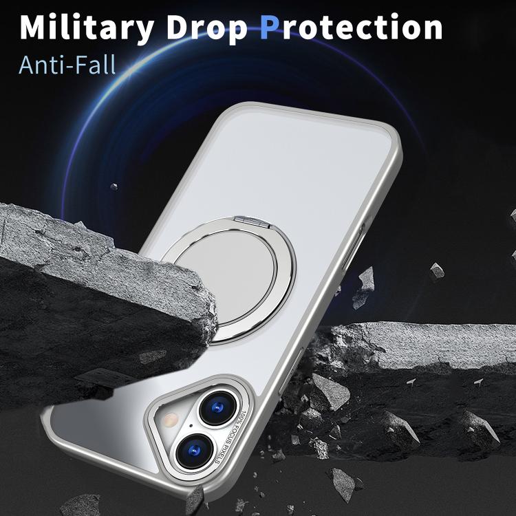 For iPhone 16 Plus 360-degree Rotating MagSafe Magnetic Holder Phone Case(Titanium Grey) - iPhone 16 Plus Cases by buy2fix | Online Shopping UK | buy2fix