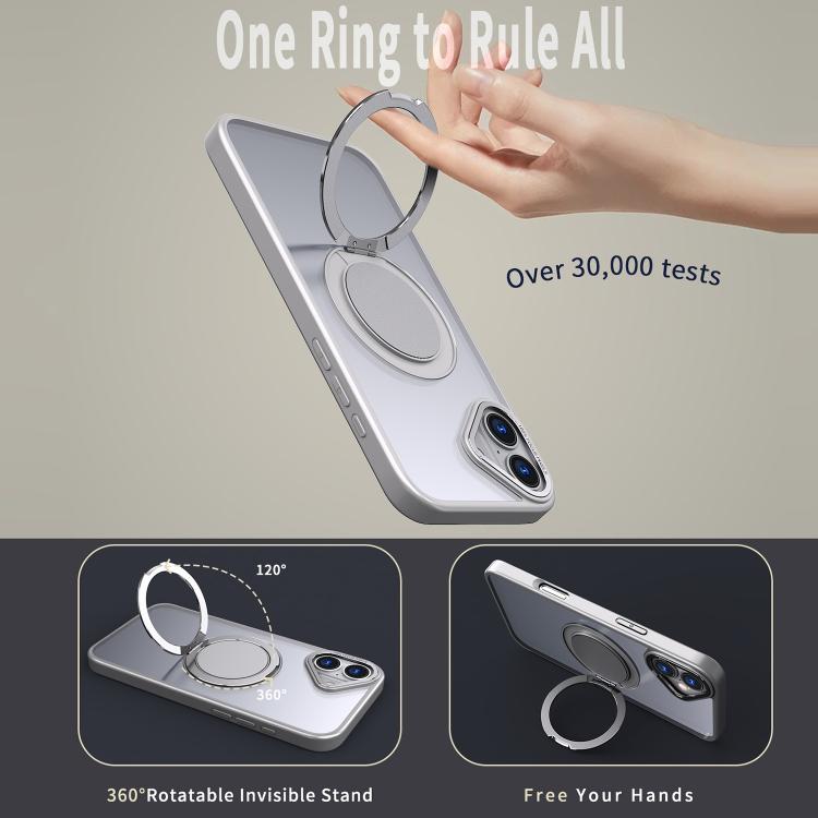 For iPhone 16 Plus 360-degree Rotating MagSafe Magnetic Holder Phone Case(Titanium Grey) - iPhone 16 Plus Cases by buy2fix | Online Shopping UK | buy2fix