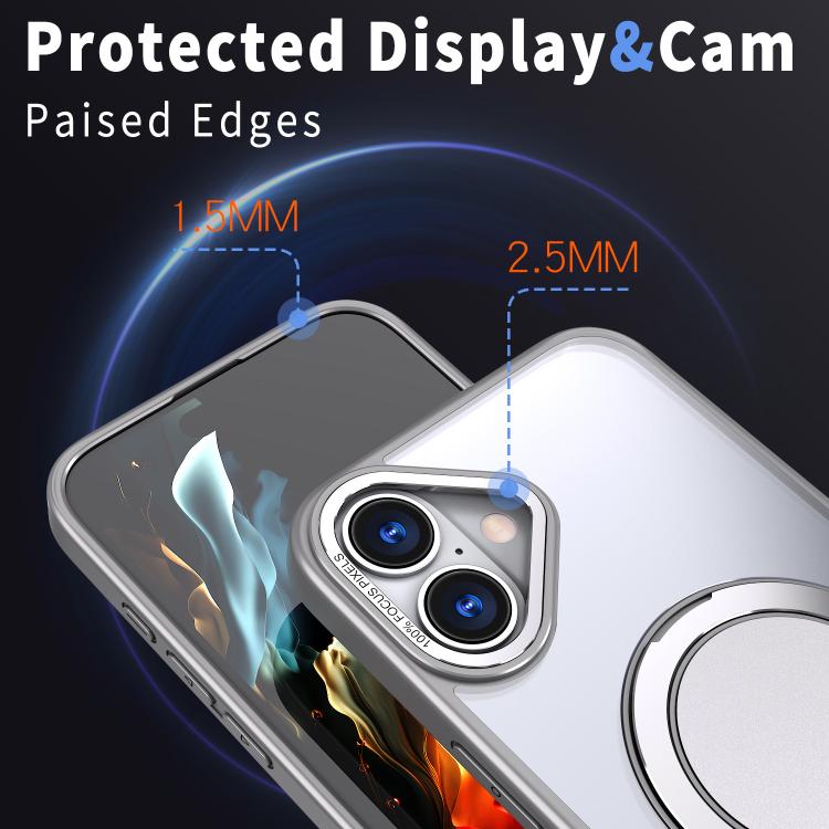 For iPhone 16 Plus 360-degree Rotating MagSafe Magnetic Holder Phone Case(Titanium Grey) - iPhone 16 Plus Cases by buy2fix | Online Shopping UK | buy2fix