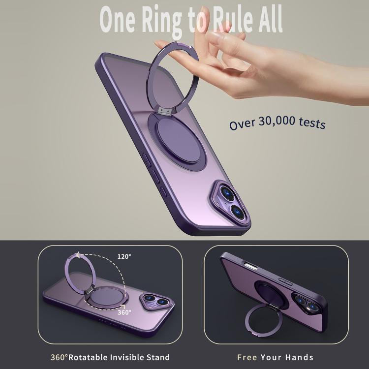 For iPhone 16 Plus 360-degree Rotating MagSafe Magnetic Holder Phone Case(Purple) - iPhone 16 Plus Cases by buy2fix | Online Shopping UK | buy2fix