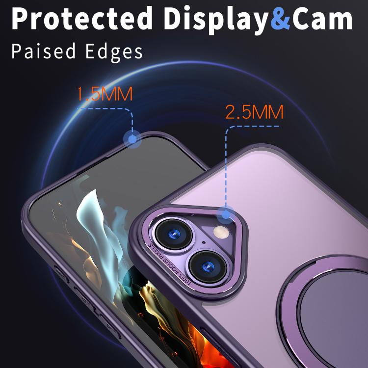 For iPhone 16 Plus 360-degree Rotating MagSafe Magnetic Holder Phone Case(Purple) - iPhone 16 Plus Cases by buy2fix | Online Shopping UK | buy2fix