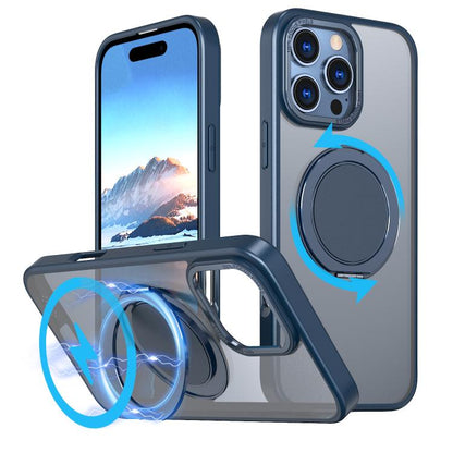 For iPhone 16 Pro 360-degree Rotating MagSafe Magnetic Holder Phone Case(Blue) - iPhone 16 Pro Cases by buy2fix | Online Shopping UK | buy2fix