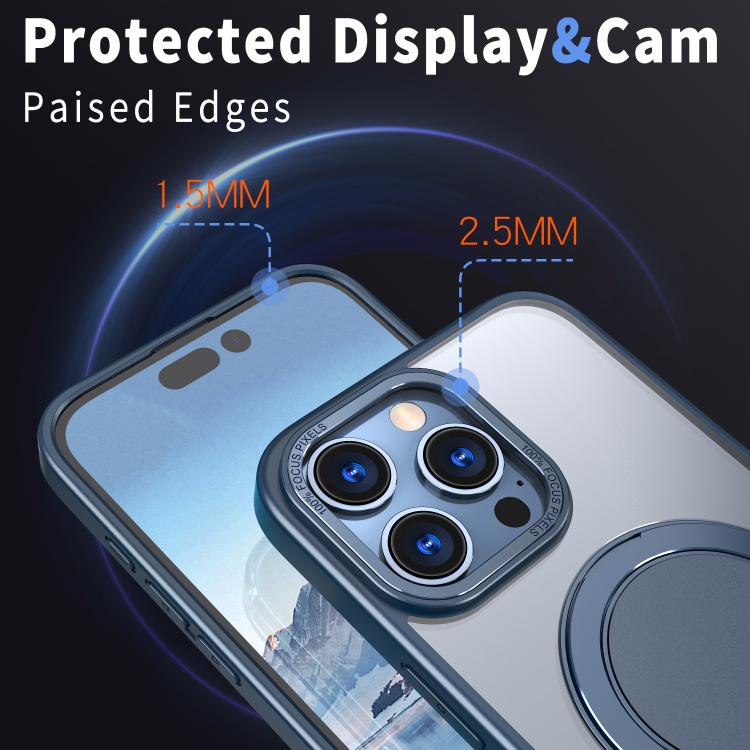 For iPhone 16 Pro 360-degree Rotating MagSafe Magnetic Holder Phone Case(Blue) - iPhone 16 Pro Cases by buy2fix | Online Shopping UK | buy2fix