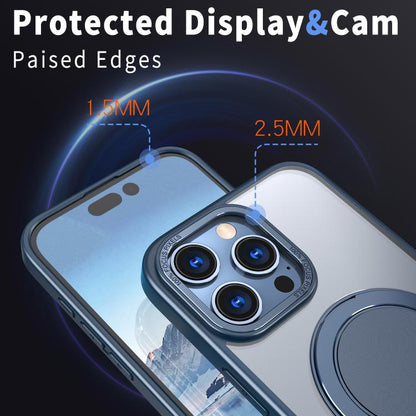 For iPhone 16 Pro 360-degree Rotating MagSafe Magnetic Holder Phone Case(Blue) - iPhone 16 Pro Cases by buy2fix | Online Shopping UK | buy2fix