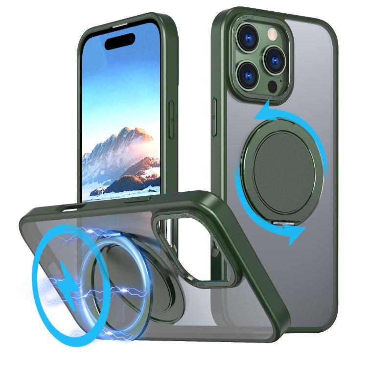 For iPhone 16 Pro 360-degree Rotating MagSafe Magnetic Holder Phone Case(Green) - iPhone 16 Pro Cases by buy2fix | Online Shopping UK | buy2fix