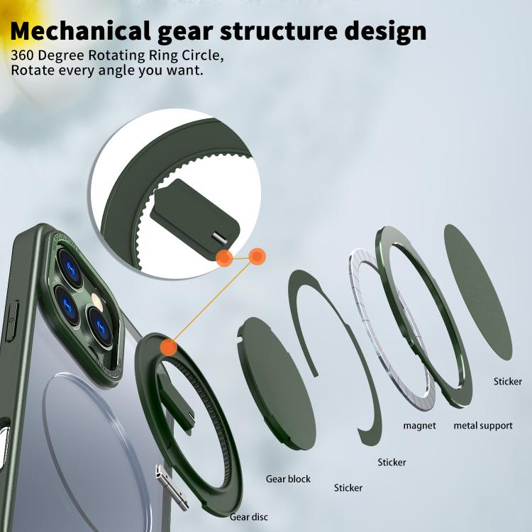 For iPhone 16 Pro 360-degree Rotating MagSafe Magnetic Holder Phone Case(Green) - iPhone 16 Pro Cases by buy2fix | Online Shopping UK | buy2fix