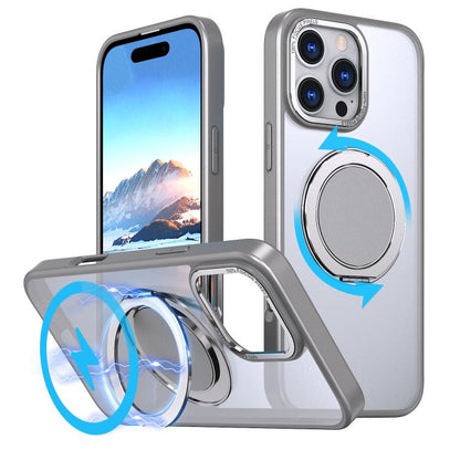 For iPhone 16 Pro 360-degree Rotating MagSafe Magnetic Holder Phone Case(Titanium Grey) - iPhone 16 Pro Cases by buy2fix | Online Shopping UK | buy2fix
