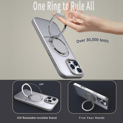 For iPhone 16 Pro 360-degree Rotating MagSafe Magnetic Holder Phone Case(Titanium Grey) - iPhone 16 Pro Cases by buy2fix | Online Shopping UK | buy2fix