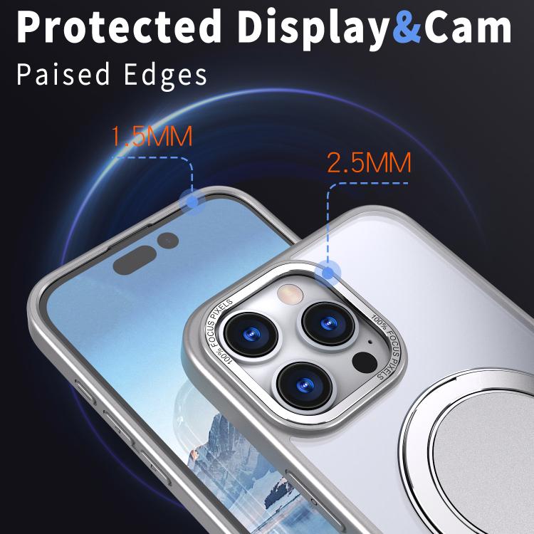 For iPhone 16 Pro 360-degree Rotating MagSafe Magnetic Holder Phone Case(Titanium Grey) - iPhone 16 Pro Cases by buy2fix | Online Shopping UK | buy2fix