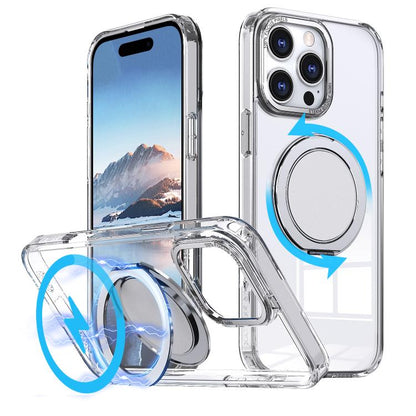 For iPhone 16 Pro 360-degree Rotating MagSafe Magnetic Holder Phone Case(Transparent) - iPhone 16 Pro Cases by buy2fix | Online Shopping UK | buy2fix