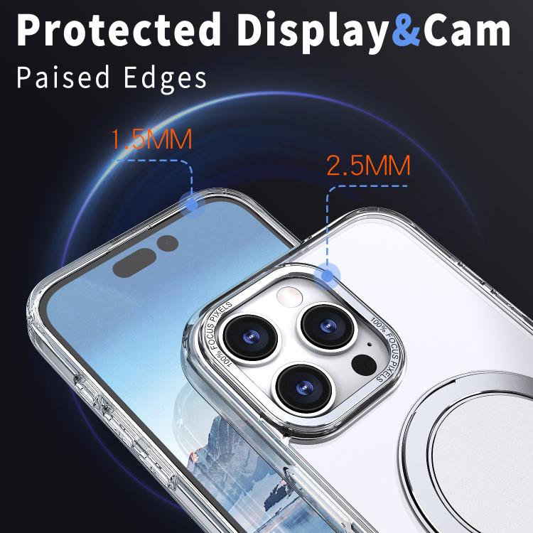 For iPhone 16 Pro 360-degree Rotating MagSafe Magnetic Holder Phone Case(Transparent) - iPhone 16 Pro Cases by buy2fix | Online Shopping UK | buy2fix