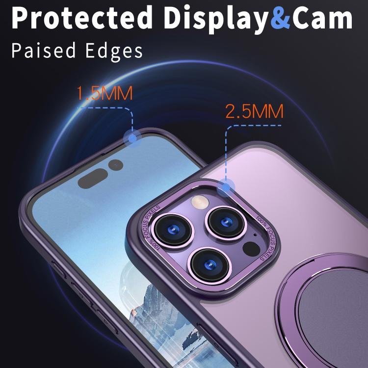 For iPhone 16 Pro 360-degree Rotating MagSafe Magnetic Holder Phone Case(Purple) - iPhone 16 Pro Cases by buy2fix | Online Shopping UK | buy2fix