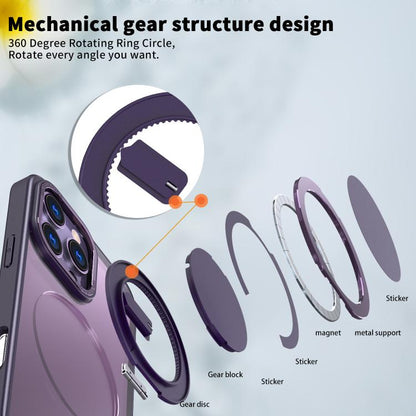 For iPhone 16 Pro 360-degree Rotating MagSafe Magnetic Holder Phone Case(Purple) - iPhone 16 Pro Cases by buy2fix | Online Shopping UK | buy2fix