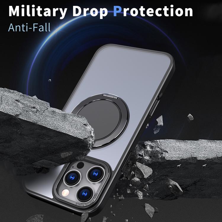 For iPhone 16 Pro Max 360-degree Rotating MagSafe Magnetic Holder Phone Case(Black) - iPhone 16 Pro Max Cases by buy2fix | Online Shopping UK | buy2fix