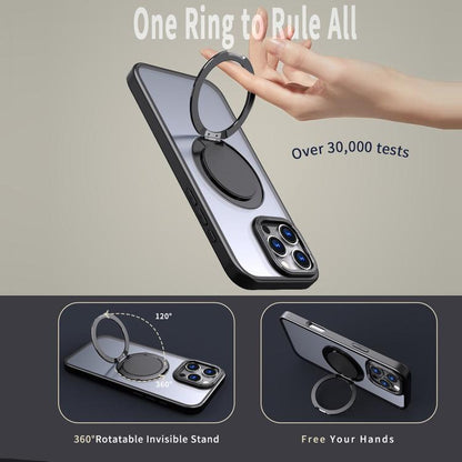For iPhone 16 Pro Max 360-degree Rotating MagSafe Magnetic Holder Phone Case(Black) - iPhone 16 Pro Max Cases by buy2fix | Online Shopping UK | buy2fix