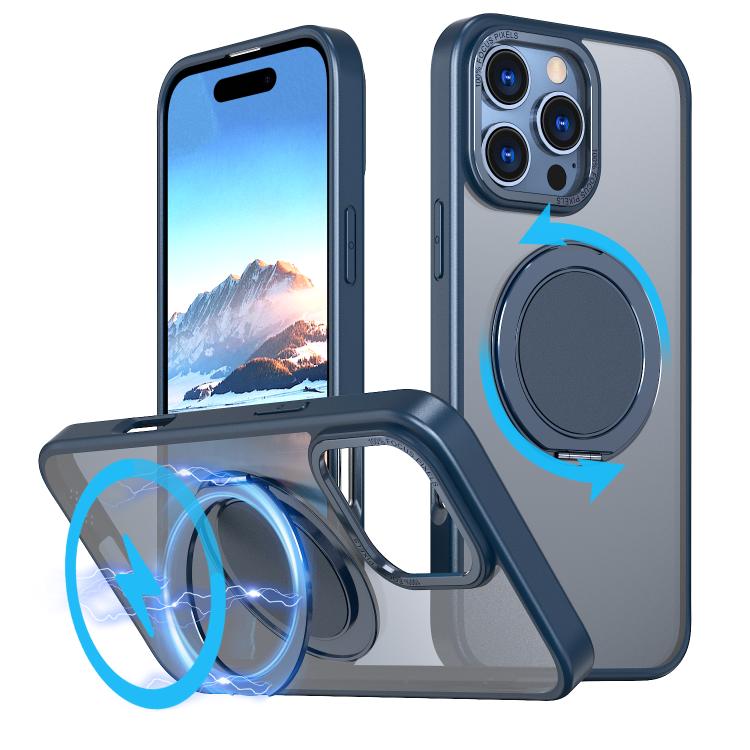 For iPhone 16 Pro Max 360-degree Rotating MagSafe Magnetic Holder Phone Case(Blue) - iPhone 16 Pro Max Cases by buy2fix | Online Shopping UK | buy2fix