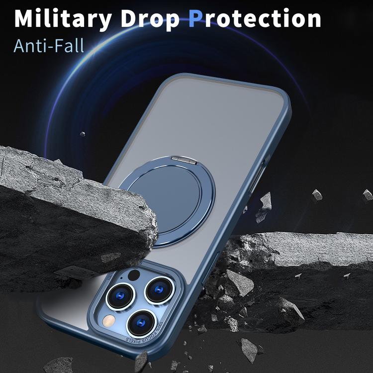 For iPhone 16 Pro Max 360-degree Rotating MagSafe Magnetic Holder Phone Case(Blue) - iPhone 16 Pro Max Cases by buy2fix | Online Shopping UK | buy2fix