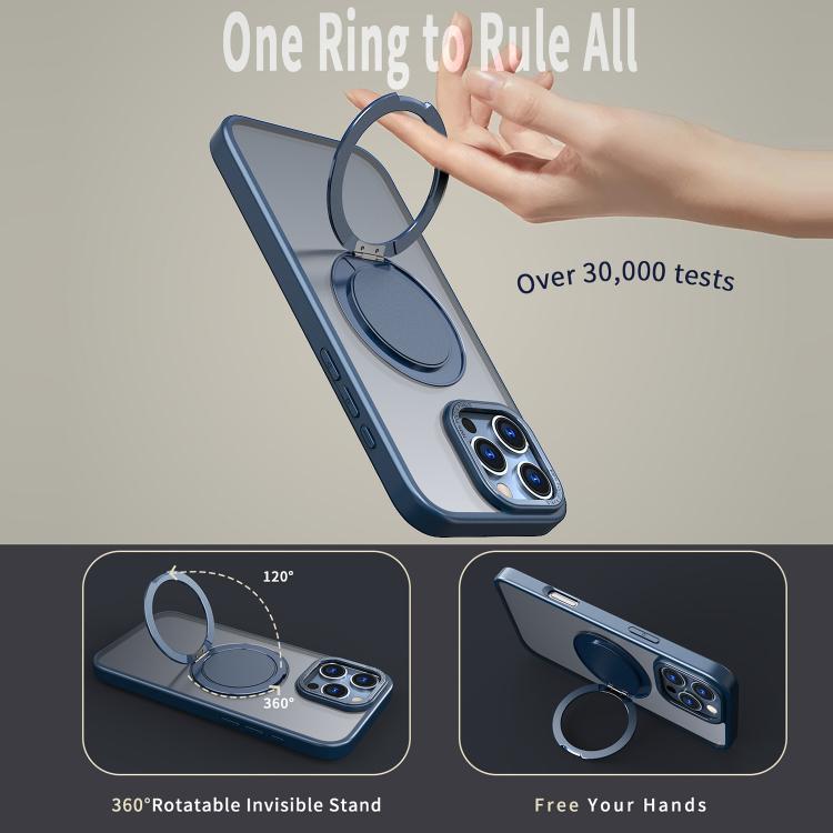 For iPhone 16 Pro Max 360-degree Rotating MagSafe Magnetic Holder Phone Case(Blue) - iPhone 16 Pro Max Cases by buy2fix | Online Shopping UK | buy2fix