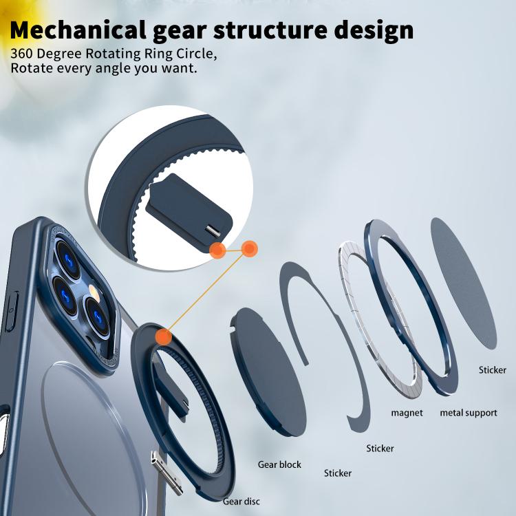 For iPhone 16 Pro Max 360-degree Rotating MagSafe Magnetic Holder Phone Case(Blue) - iPhone 16 Pro Max Cases by buy2fix | Online Shopping UK | buy2fix