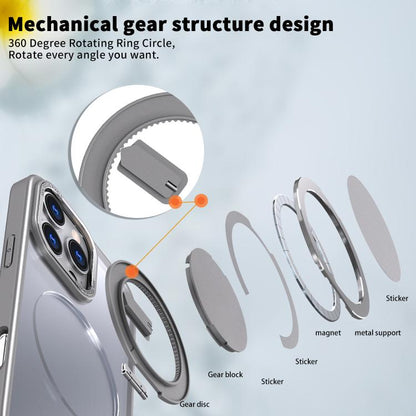 For iPhone 16 Pro Max 360-degree Rotating MagSafe Magnetic Holder Phone Case(Titanium Grey) - iPhone 16 Pro Max Cases by buy2fix | Online Shopping UK | buy2fix