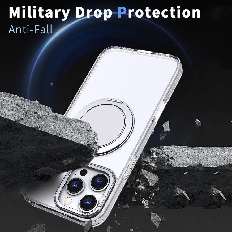 For iPhone 16 Pro Max 360-degree Rotating MagSafe Magnetic Holder Phone Case(Transparent) - iPhone 16 Pro Max Cases by buy2fix | Online Shopping UK | buy2fix