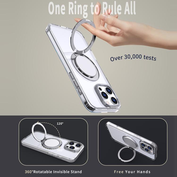 For iPhone 16 Pro Max 360-degree Rotating MagSafe Magnetic Holder Phone Case(Transparent) - iPhone 16 Pro Max Cases by buy2fix | Online Shopping UK | buy2fix