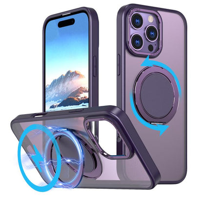 For iPhone 16 Pro Max 360-degree Rotating MagSafe Magnetic Holder Phone Case(Purple) - iPhone 16 Pro Max Cases by buy2fix | Online Shopping UK | buy2fix
