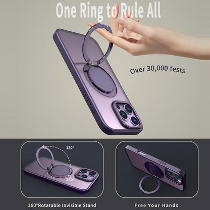 For iPhone 16 Pro Max 360-degree Rotating MagSafe Magnetic Holder Phone Case(Purple) - iPhone 16 Pro Max Cases by buy2fix | Online Shopping UK | buy2fix