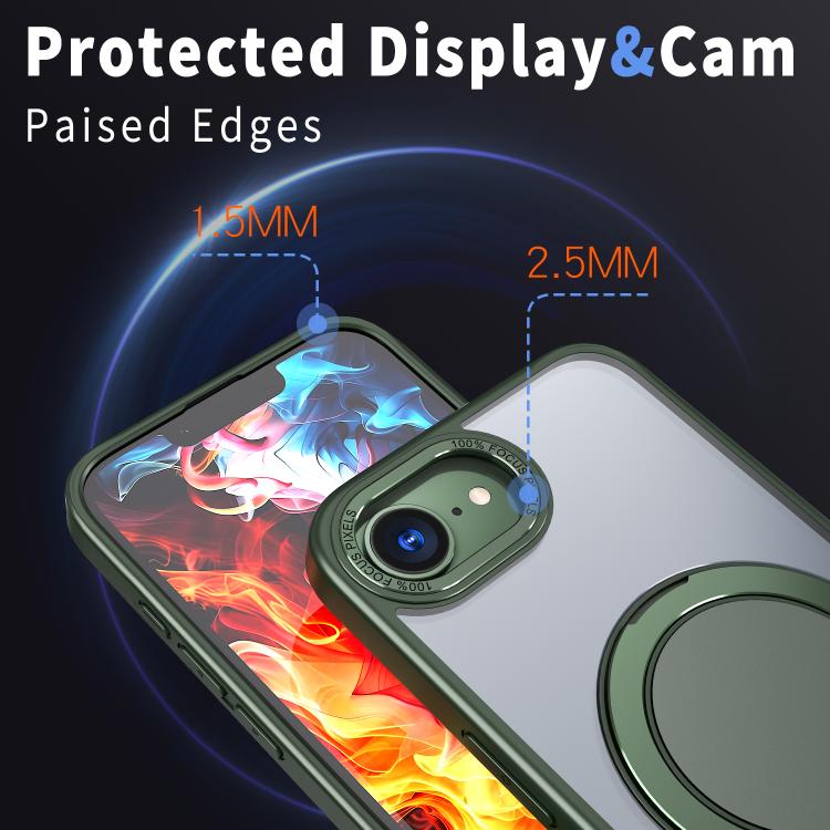 For iPhone 16e 360-degree Rotating MagSafe Magnetic Holder Phone Case(Green) - iPhone 16e Cases by buy2fix | Online Shopping UK | buy2fix