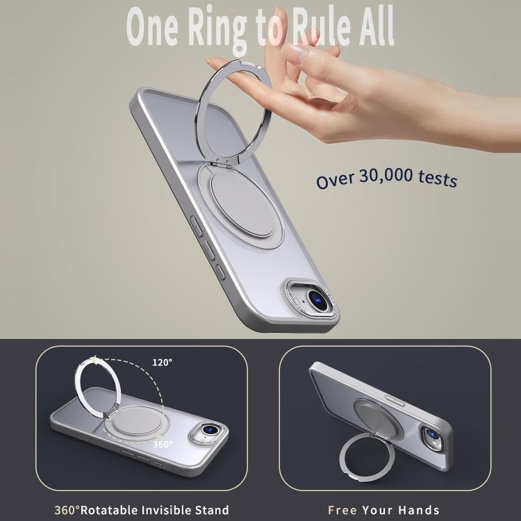 For iPhone 16e 360-degree Rotating MagSafe Magnetic Holder Phone Case(Titanium Grey) - iPhone 16e Cases by buy2fix | Online Shopping UK | buy2fix
