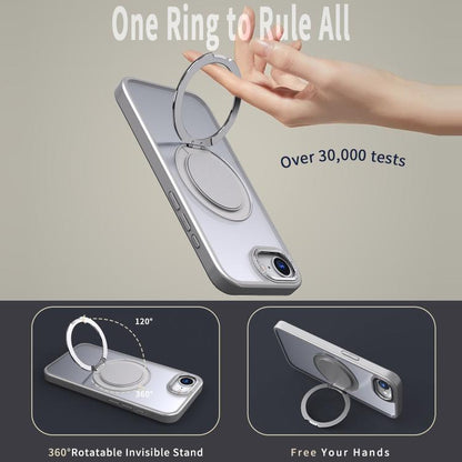 For iPhone 16e 360-degree Rotating MagSafe Magnetic Holder Phone Case(Titanium Grey) - iPhone 16e Cases by buy2fix | Online Shopping UK | buy2fix
