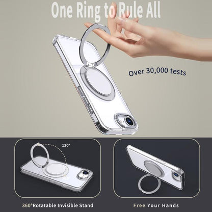 For iPhone 16e 360-degree Rotating MagSafe Magnetic Holder Phone Case(Transparent) - iPhone 16e Cases by buy2fix | Online Shopping UK | buy2fix