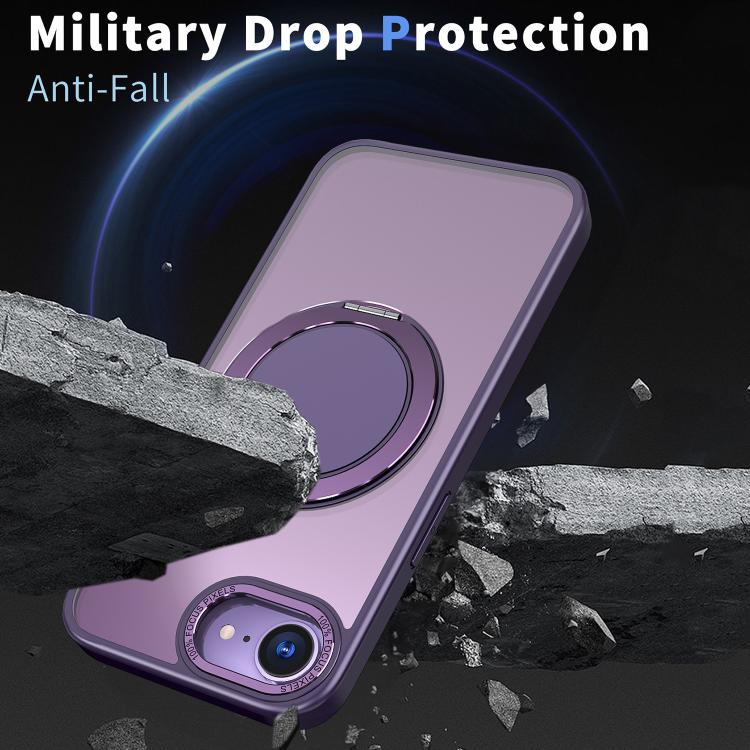For iPhone 16e 360-degree Rotating MagSafe Magnetic Holder Phone Case(Purple) - iPhone 16e Cases by buy2fix | Online Shopping UK | buy2fix