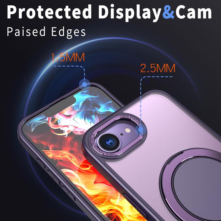 For iPhone 16e 360-degree Rotating MagSafe Magnetic Holder Phone Case(Purple) - iPhone 16e Cases by buy2fix | Online Shopping UK | buy2fix