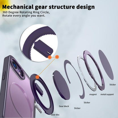 For iPhone 16e 360-degree Rotating MagSafe Magnetic Holder Phone Case(Purple) - iPhone 16e Cases by buy2fix | Online Shopping UK | buy2fix