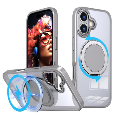 For iPhone 17 360-degree Rotating MagSafe Magnetic Holder Phone Case(Titanium Grey) - iPhone 17 Cases by buy2fix | Online Shopping UK | buy2fix