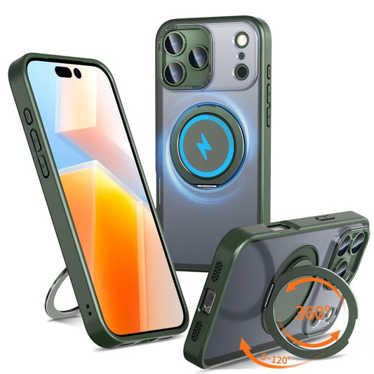 For iPhone 17 Pro 360-degree Rotating MagSafe Magnetic Holder Phone Case(Green) - iPhone 17 Pro Cases by buy2fix | Online Shopping UK | buy2fix
