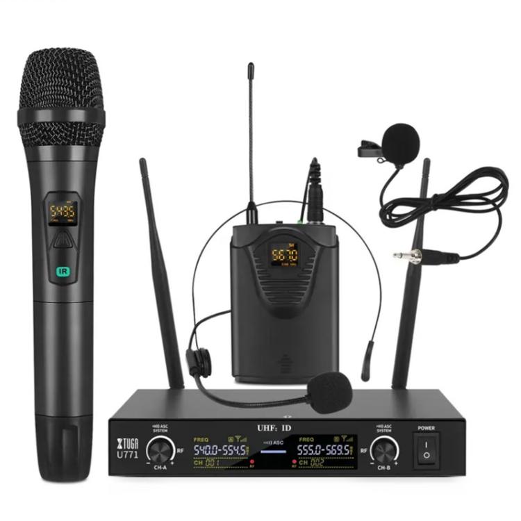 XTUGA U-771 UHF Lapel Two Way Radio Wireless Microphone, 1 Mic + 1 BodyPacks + Host - Microphone by XTUGA | Online Shopping UK | buy2fix