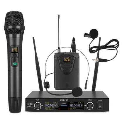XTUGA U-771 UHF Lapel Two Way Radio Wireless Microphone, 1 Mic + 1 BodyPacks + Host - Microphone by XTUGA | Online Shopping UK | buy2fix
