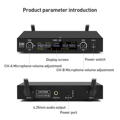 XTUGA U-771 UHF Lapel Two Way Radio Wireless Microphone, 2 Microphone + Host - Microphone by XTUGA | Online Shopping UK | buy2fix