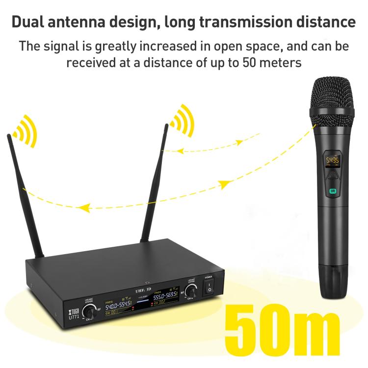 XTUGA U-771 UHF Lapel Two Way Radio Wireless Microphone, 1 Mic + 1 BodyPacks + Host - Microphone by XTUGA | Online Shopping UK | buy2fix