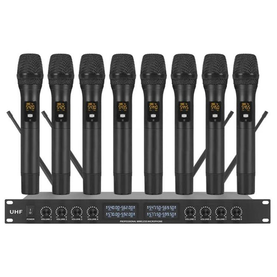 YT8 Wireless 8 Channel UHF Handheld Microphone for Stage Show 8 Handheld Microphones